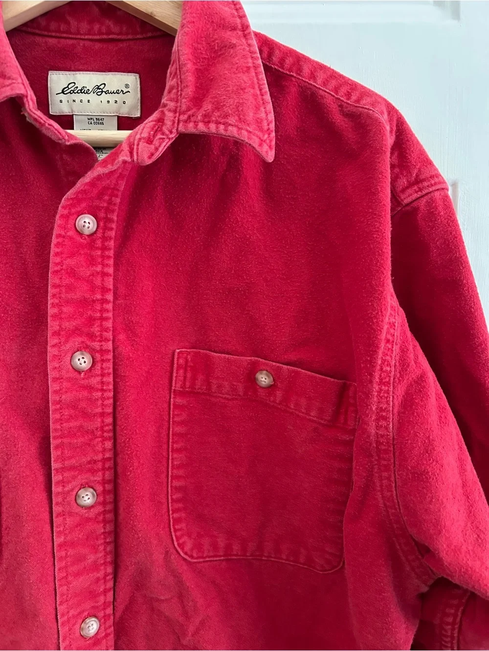Eddie Bauer Bright Red Flannel Button-Down Shirt